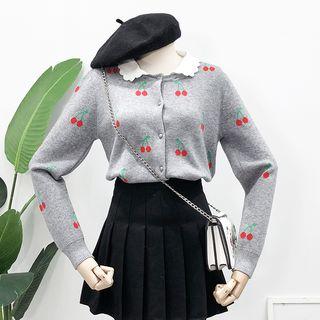 Patchwork Cherry-print Knit Top