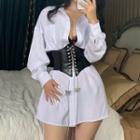 Faux Leather Chain Lace Up Corset Belt