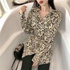 Leopard Print Tie-waist Long Shirt