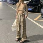 Plaid Wide Leg Pants / Sash