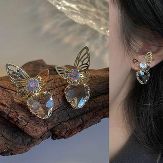Butterfly Faux Crystal Alloy Earring / Cuff Earring