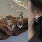 Butterfly Faux Crystal Alloy Earring / Cuff Earring