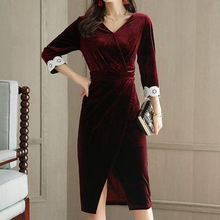 3/4-sleeve Sheath Midi Dress