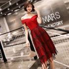 Off-shoulder Fringed A-line Evening Dress