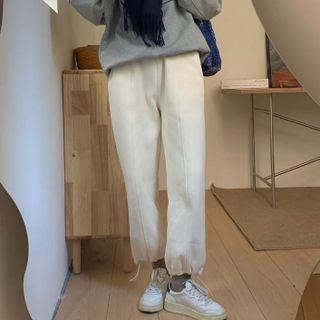 Plain Drawstring Wide-leg Sports Pants