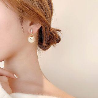 Rhinestone Cat Eye Stone Dangle Earring 1 Pair - A216 - Rhinestone Cat Eye Stone Dangle Earring - One Size