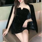 Glitter Blazer / Mini A-line Tube Dress