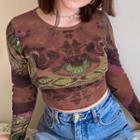 Tie-dye Long Sleeve Ripped T-shirt
