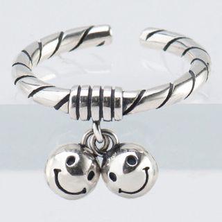 925 Sterling Silver Smiley Open Ring / Earring