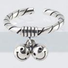 925 Sterling Silver Smiley Open Ring / Earring