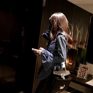 Bell-sleeve Denim Shirt With Sash
