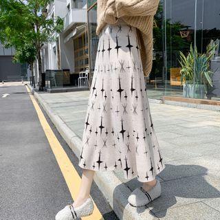 Star Print Midi Knit Skirt