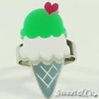 Mini Green Ice-cream Silver Ring