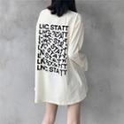 Long-sleeve Lettering T-shirt Cream - One Size