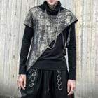 Mock Two-piece Turtleneck Long-sleeve T-shirt