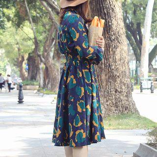Long-sleeve Leopard Midi Dress