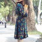 Long-sleeve Leopard Midi Dress
