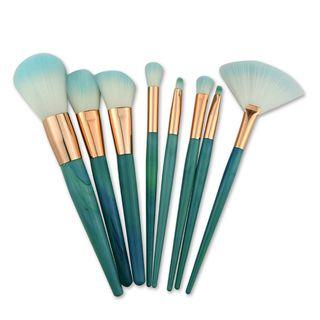 Set Of 8: Stone Print Handle Makeup Brush