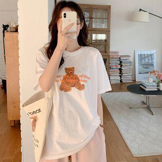 Short-sleeve Bear Print T-shirt / Sweatpants