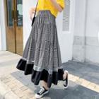 Houndstooth Midi A-line Skirt Houndstooth - Black & White - One Size