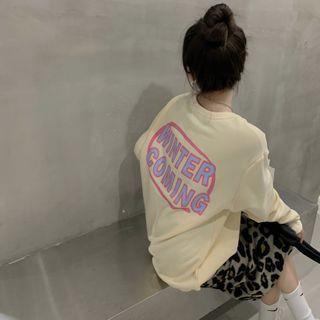 Printed Letter Sweatshirt / Printed Leopard Split Skirt