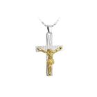 Fashion Golden Stainless Steel Cross Of Jesus Pendant With Necklace For Men And Women