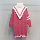 Two-tone Turleneck Sweater Dress