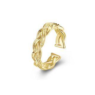 Elegant And Fashion Plated Gold Braided Adjustable Split Ring Golden - One Size