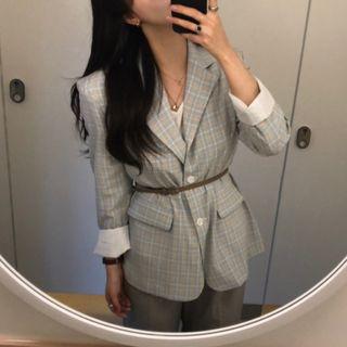 Plaid Slim-fit Blazer As Figure - One Size