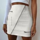 Zip-detailed Mini Sheath Skirt