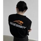 Elbow-sleeve Shoulder Padded Embroidered T-shirt