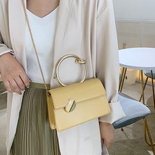 Hoop Handle Faux Leather Handbag