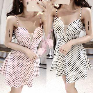Polka Dot Spaghetti-strap A-line Mini Dress