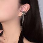 Faux Crystal Chained Alloy Cuff Earring 1 Pair - Silver - One Size