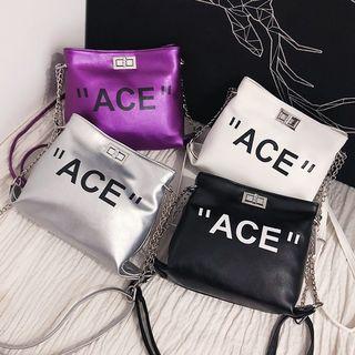 Faux-leather Lettering Mini Shoulder Bag