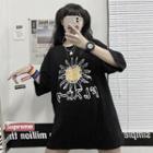 Sun Print Short-sleeve Round Neck T-shirt