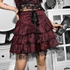 Tiered Mini A-line Lace Skirt