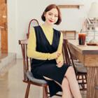 Plunge-neck Belted Vest Dress