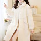 Rhinestone Beaded Plain Loose-fit Coat