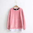 Mock Two-piece Frill-trim Sweatshirt