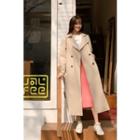 Double-breasted Cotton Coat With Sash Beige - One Size