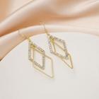Rhombus Rhinestone Dangle Earring 1 Pair - E668-2 - Gold - One Size