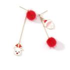 Non-matching Alloy Christmas Santa & Deer Bobble Dangle Earring 1 Pair - Red & White - One Size
