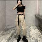 Collared Tank Top / Cargo Pants / Belted / Set
