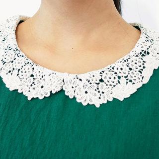 Lace-collar Linen Blend Top