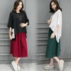 Set: 3/4-sleeve T-shirt + A-line Midi Skirt