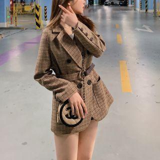 Plaid Belted Blazer