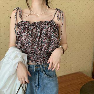 Shirt / Spaghetti Strap Floral Print Top