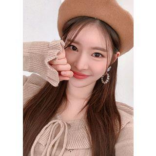 Tie-neck Capelet Pointelle Sweater