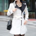 Stand-collar Two-tone Lapel Coat